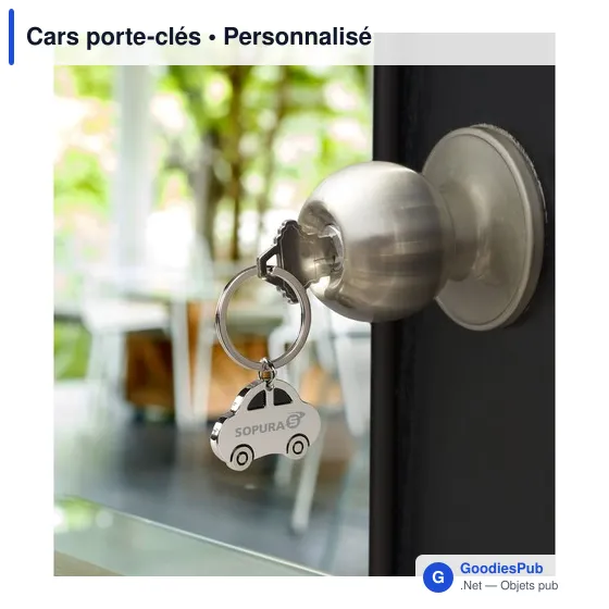 Porte-clés en métal personnalisable en forme de voiture avec logo - Image 4