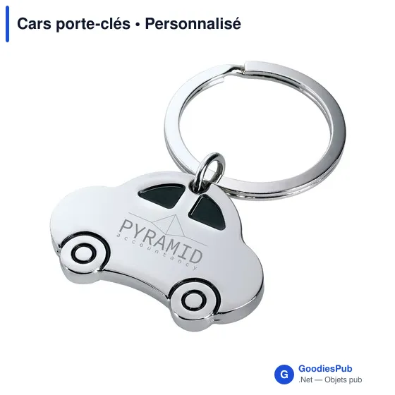 Porte-clés en métal personnalisable en forme de voiture avec logo - Image 6