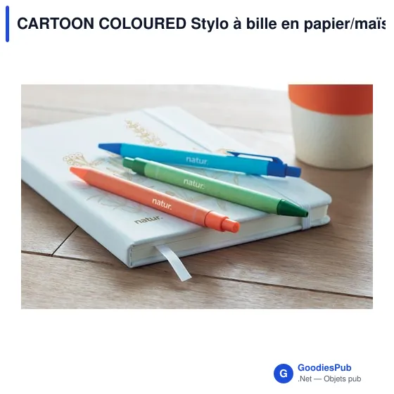 CARTOON COLOURED Stylo à bille en papier/maïs - Image 3