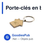 Porte-clés en bambou personnalisable en forme de maison avec logo - Miniature 6