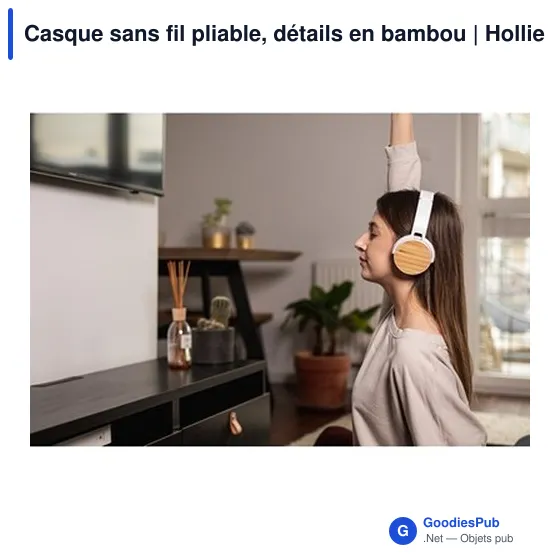Casque sans fil pliable, détails en bambou | Hollie - Image 2