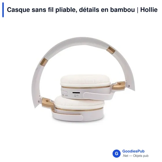 Casque sans fil pliable, détails en bambou | Hollie - Image 5