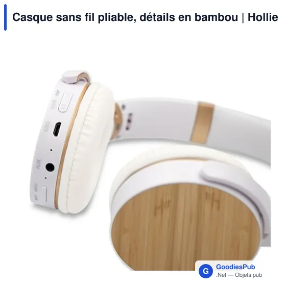 Casque sans fil pliable, détails en bambou | Hollie - Image 9