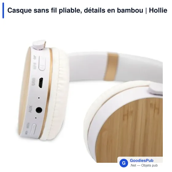Casque sans fil pliable, détails en bambou | Hollie - Image 10