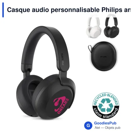 Casque audio personnalisable Philips antibruit ANC supra-auriculaire avec logo - TAH8000E