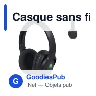 Casque sans fil personnalisable à réduction de bruit ANC avec logo - Supra-auriculaire - Miniature 1