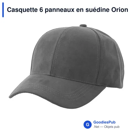 Casquette 6 panneaux en suédine Orion