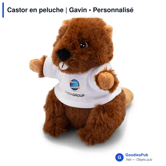 Peluche personnalisable Castor avec logo - Gavin - Image 1