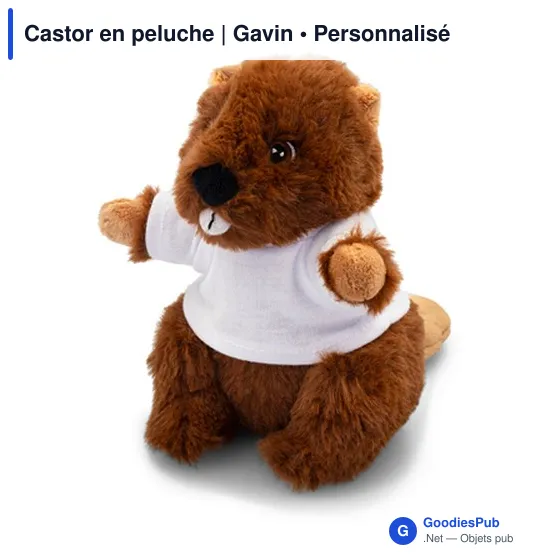 Peluche personnalisable Castor avec logo - Gavin - Image 2