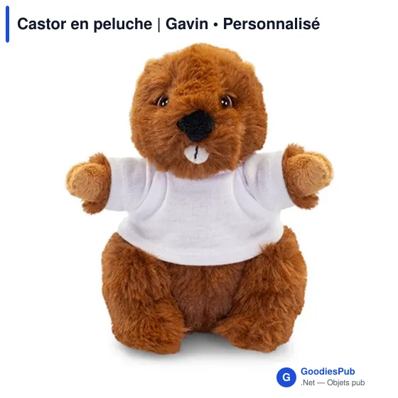 Peluche personnalisable Castor avec logo - Gavin - Image 3