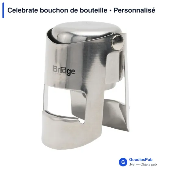 Bouchon de bouteille personnalisable en acier inoxydable - Celebrateavec logo - Image 3