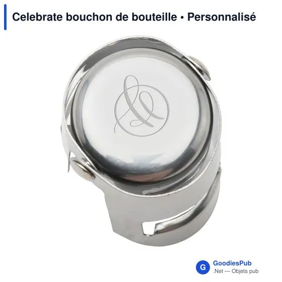 Bouchon de bouteille personnalisable en acier inoxydable - Celebrateavec logo - Image 4
