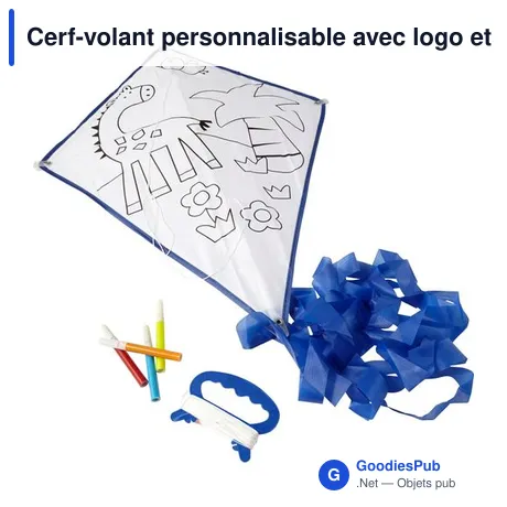 Cerf-volant personnalisable avec logo et 4 feutres Lina