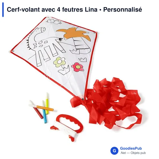 Cerf-volant personnalisable avec logo et 4 feutres Lina - Image 2