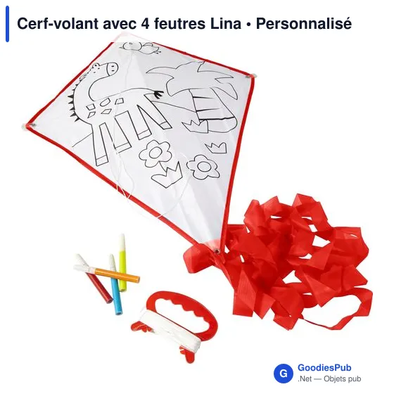 Cerf-volant personnalisable avec logo et 4 feutres Lina - Image 4