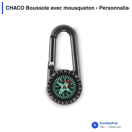 Boussole personnalisable avec mousqueton pour logo - CHACO - Image 2