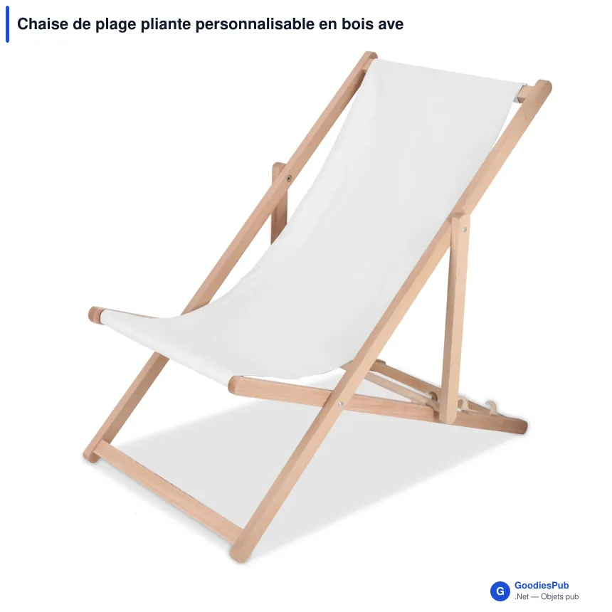 Chaise de plage pliante personnalisable en bois avec logo - Sublimation - Image 2