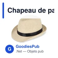 Chapeau de paille personnalisable en papier avec bande colorée et logo - Summer - Miniature 2