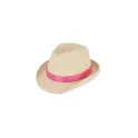 Variante Rose - Chapeau de paille personnalisable en papier avec bande colorée et logo - Summer