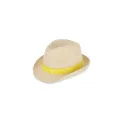 Variante Jaune - Chapeau de paille personnalisable en papier avec bande colorée et logo - Summer