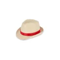 Variante Rouge - Chapeau de paille personnalisable en papier avec bande colorée et logo - Summer