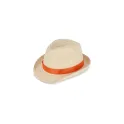 Variante Orange - Chapeau de paille personnalisable en papier avec bande colorée et logo - Summer