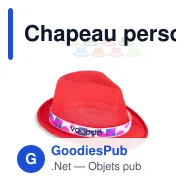 Chapeau personnalisable en polyester avec bande et logo - Couleurs au choix - Miniature 1