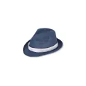 Variante Bleu foncé - Chapeau personnalisable en polyester avec bande et logo - Couleurs au choix