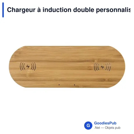 Chargeur à induction double personnalisable en bambou Tatum avec logo