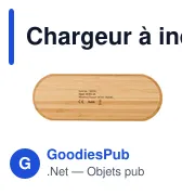 Chargeur à induction double personnalisable en bambou Tatum avec logo - Miniature 2