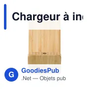 Chargeur à induction personnalisable en bambou avec logo - Claudie - Miniature 1