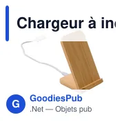 Chargeur à induction personnalisable en bambou avec logo - Claudie - Miniature 2