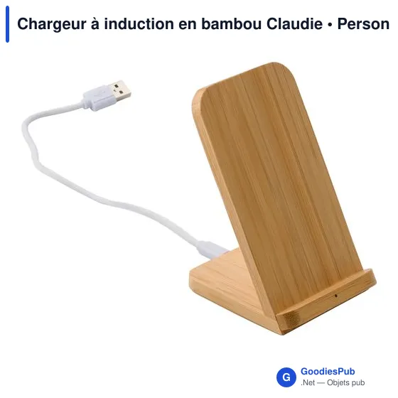 Chargeur à induction personnalisable en bambou avec logo - Claudie - Image 2