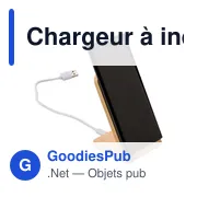 Chargeur à induction personnalisable en bambou avec logo - Claudie - Miniature 3