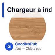 Chargeur à induction rapide personnalisable en bambou Fernando avec logo - Miniature 1