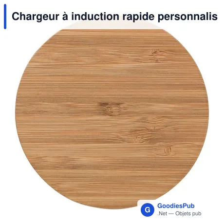 Chargeur à induction rapide personnalisable en bambou Fernando avec logo