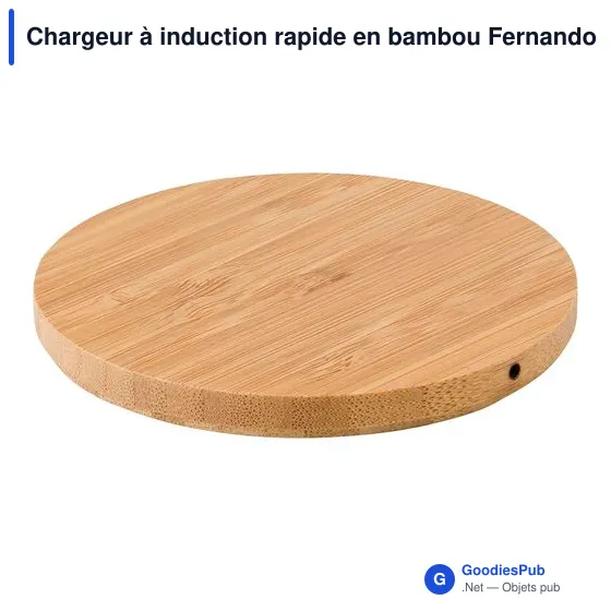 Chargeur à induction rapide personnalisable en bambou Fernando avec logo - Image 11