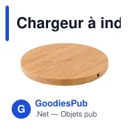 Chargeur à induction rapide personnalisable en bambou Fernando avec logo - Miniature 3