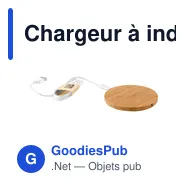 Chargeur à induction rapide personnalisable en bambou Fernando avec logo - Miniature 4
