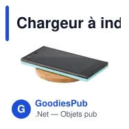 Chargeur à induction rapide personnalisable en bambou Fernando avec logo - Miniature 5