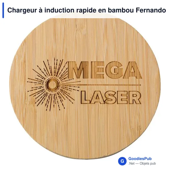 Chargeur à induction rapide personnalisable en bambou Fernando avec logo - Image 7