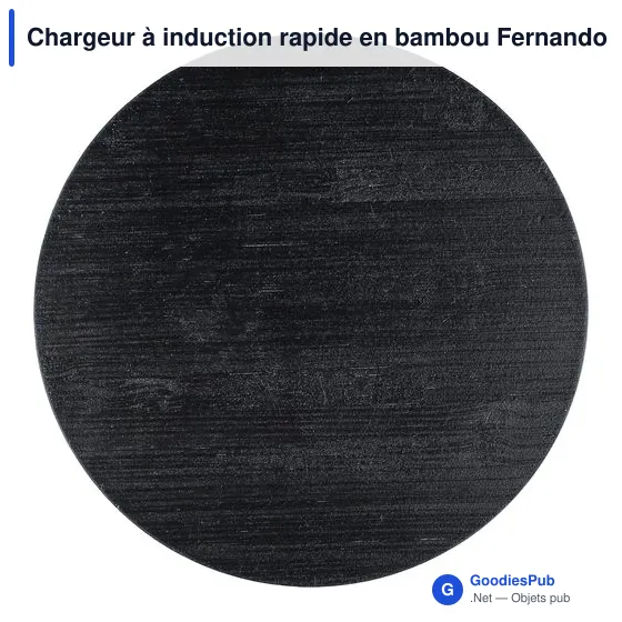 Chargeur à induction rapide personnalisable en bambou Fernando avec logo - Image 8