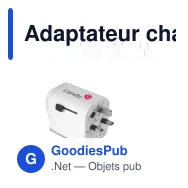 Adaptateur chargeur multiprise personnalisable blanc avec logo - Compact - Miniature 1