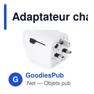 Adaptateur chargeur multiprise personnalisable blanc avec logo - Compact - Miniature 2