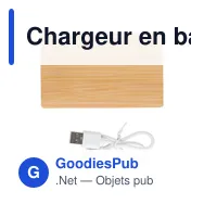 Chargeur en bambou personnalisable avec logo - 4 000mAh Ruby - Miniature 1