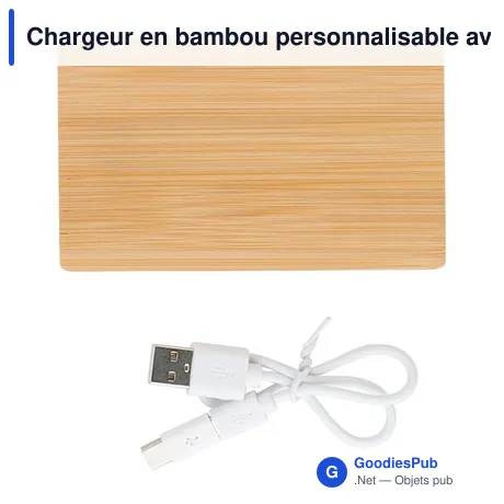Chargeur en bambou personnalisable avec logo - 4 000mAh Ruby