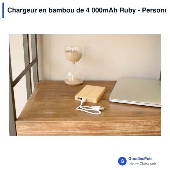 Chargeur en bambou personnalisable avec logo - 4 000mAh Ruby - Image 5