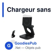 Chargeur sans fil personnalisable Komal avec logo - 15W - Miniature 1