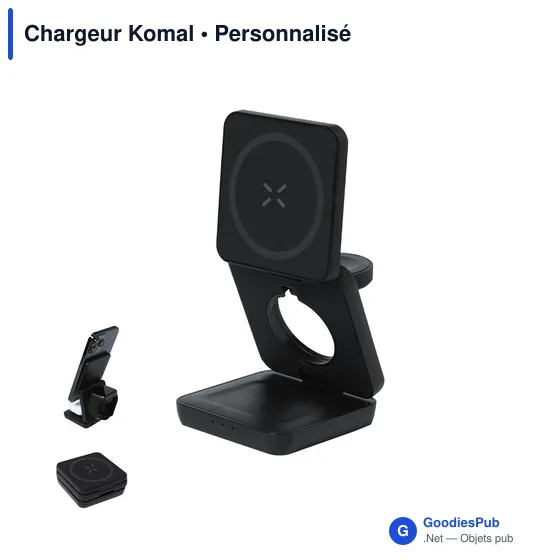 Chargeur sans fil personnalisable Komal avec logo - 15W - Image 1