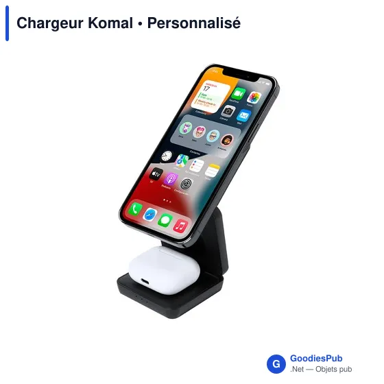 Chargeur sans fil personnalisable Komal avec logo - 15W - Image 6